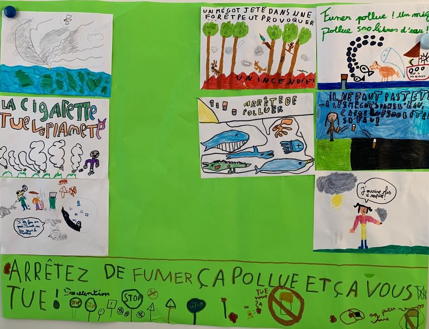Affiche pour la protection de la mer, réalisée par des enfants de CE1