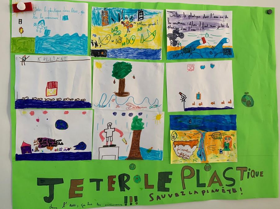 Affiche pour la protection de la mer, réalisée par des enfants de CE1