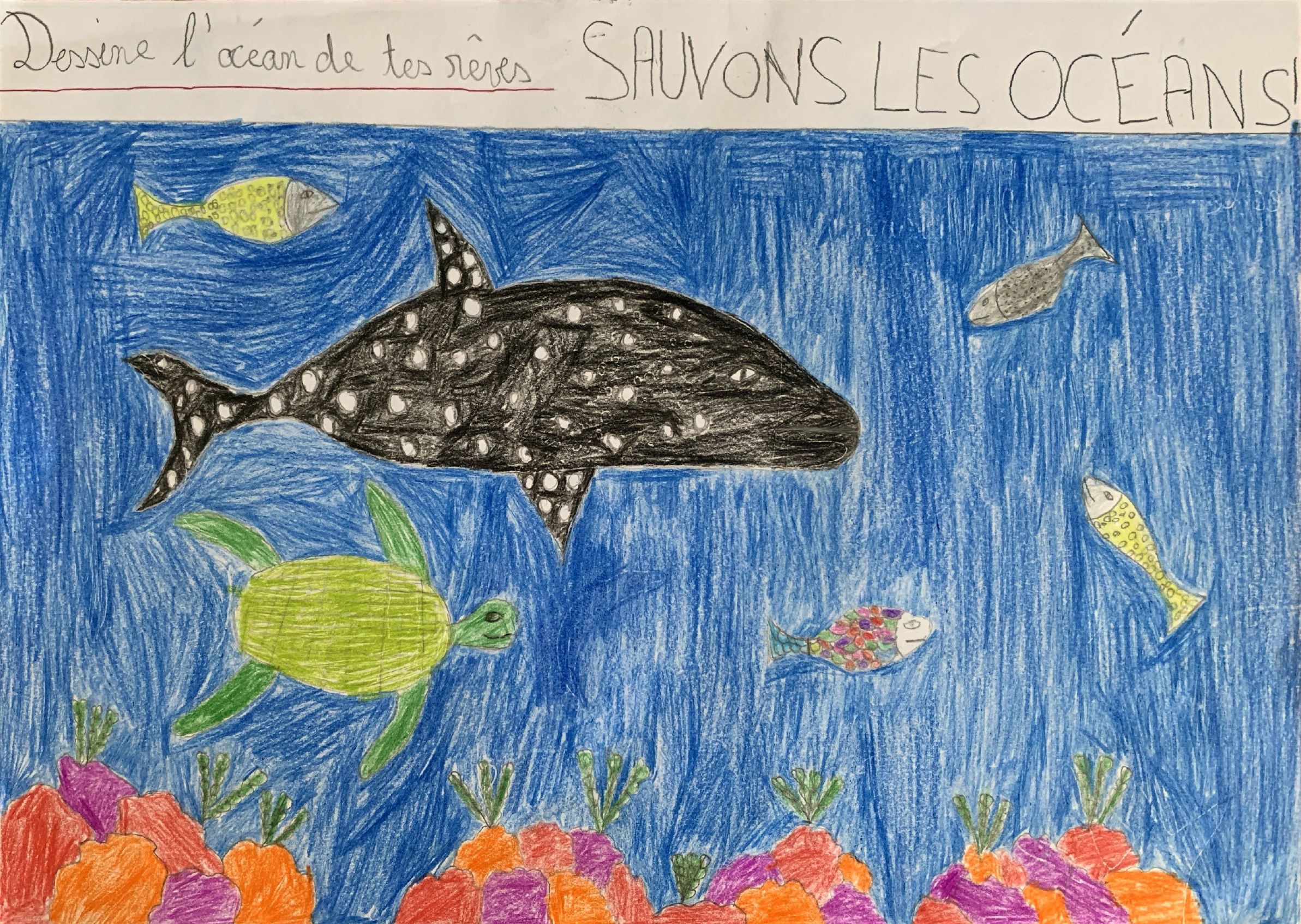 Dessin d'enfant pour la protection des océans